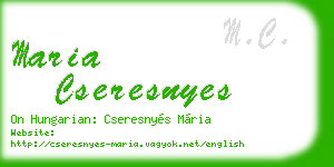 maria cseresnyes business card